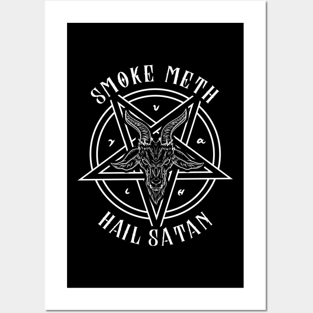 Smoke Meth Hail Satan I Satanic Goat I Baphomet Occult print Wall Art by biNutz